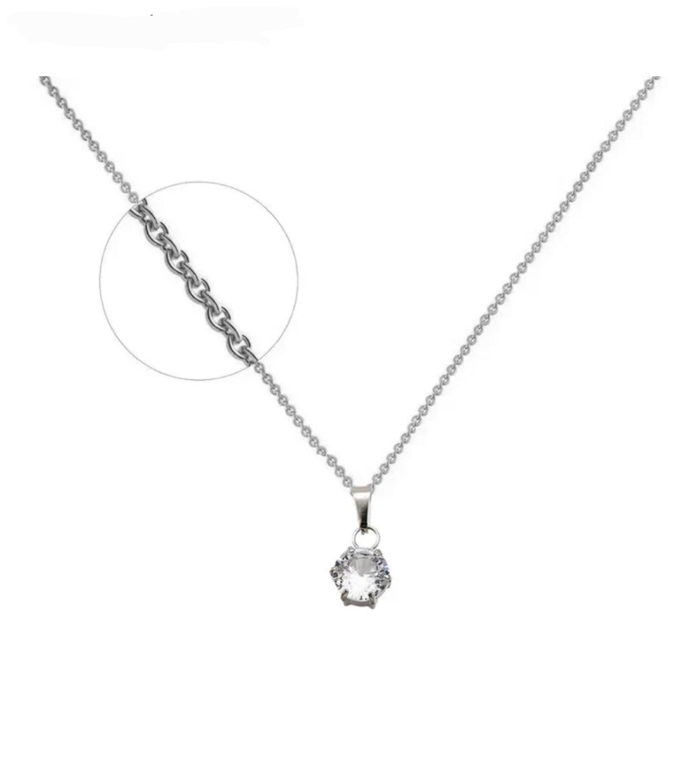Collier femme acier inoxydable zirconium sertis