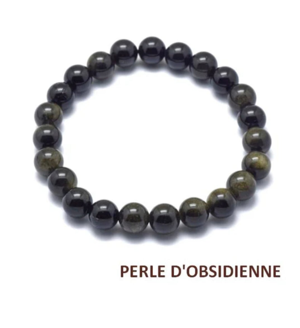 Bracelet pierres naturelles 8 mm - Obsidienne