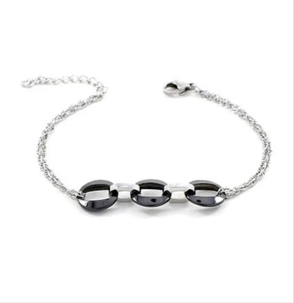 Bracelet céramique - Multitude de cercles anthracite