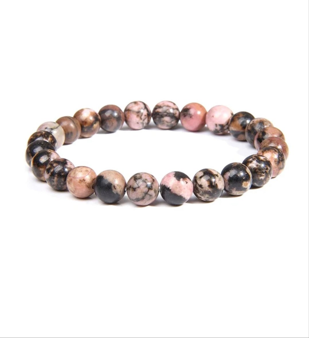 Bracelet pierres naturelles 6 mm - Rhodonite