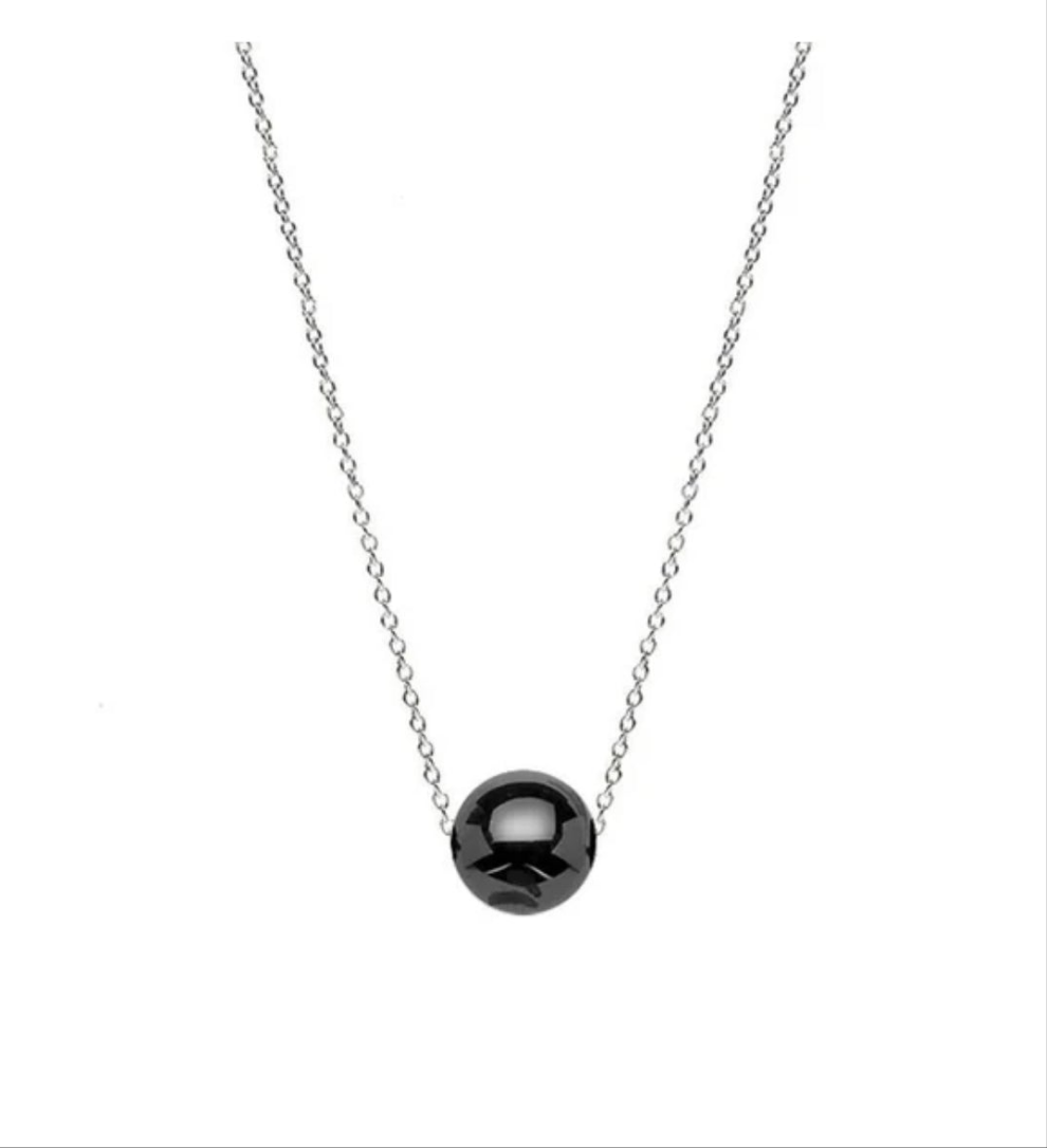 Collier acier céramique - Boule noir