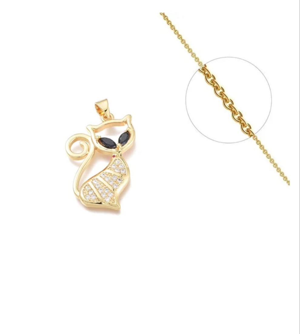 Collier enfant chat zirconiums sertis noir