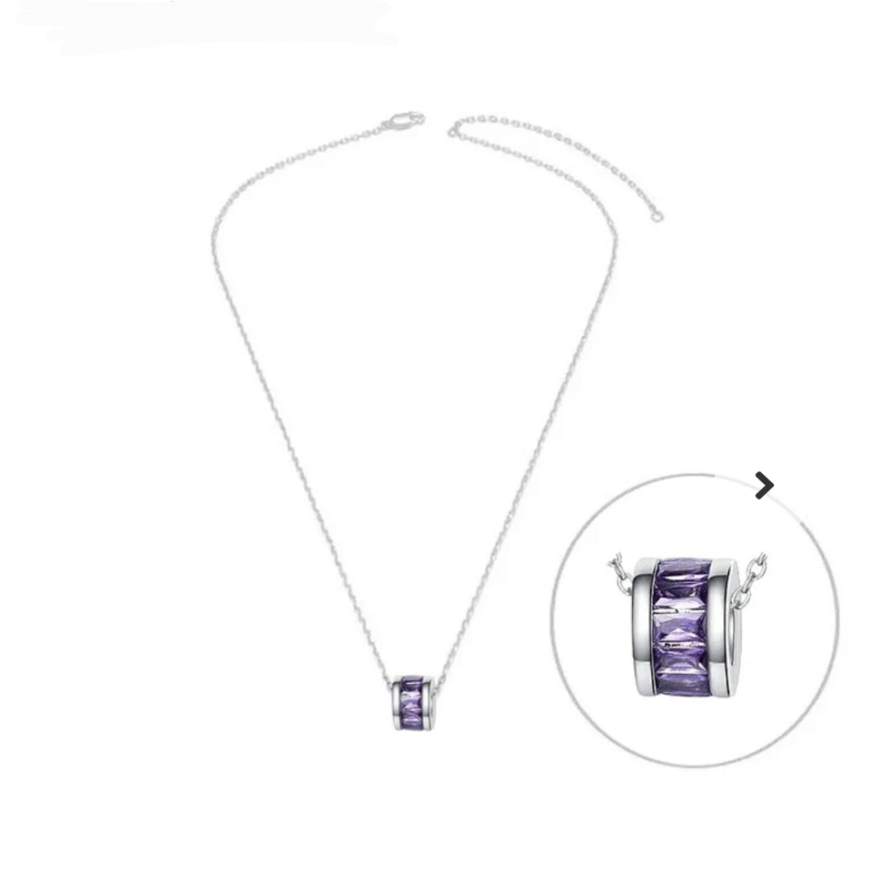 Collier femme argent 925 oxyde mauve Emy