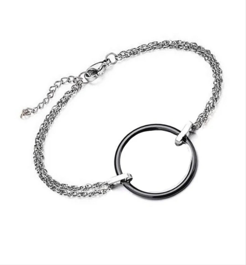 Bracelet acier céramique - Cercle noir