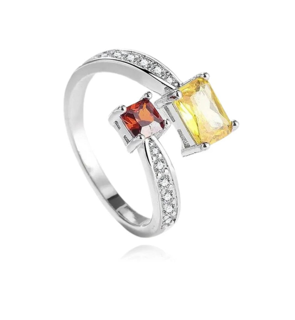 Bague femme réglable argent 925 oxyde jaunes et orangé ornée Arya