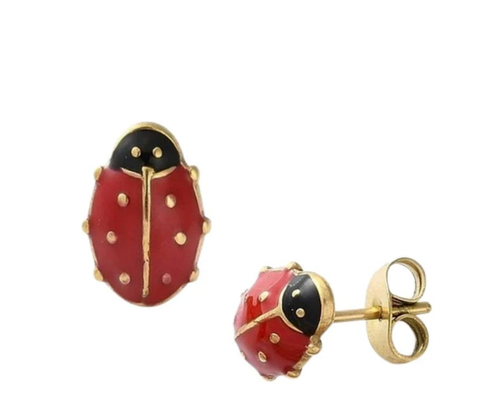 Boucles d'oreilles enfant acier inoxydable - Coccinelle