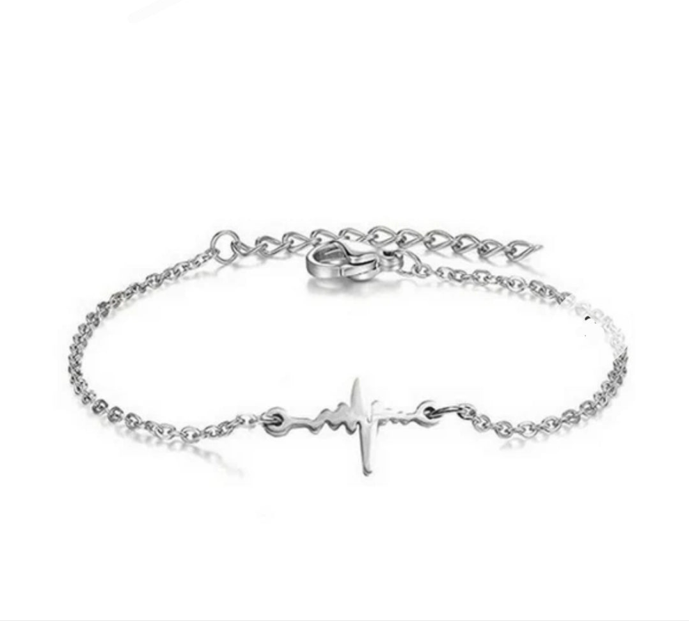 Bracelet femme acier - Battement de cœur argenté