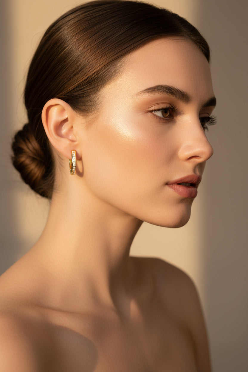 Boucles d'oreilles femme Créoles dorées à l'or fin
