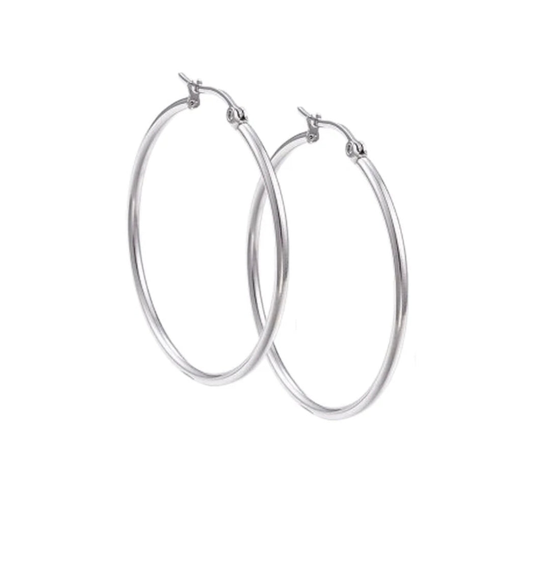 Boucles d'oreilles femme en acier inoxydable Créoles argentées