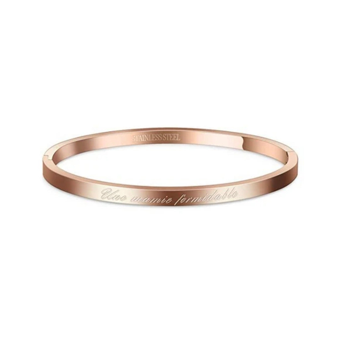 Bracelet en acier pour femme - Couleur or rose - ' Une mamie formidable '
