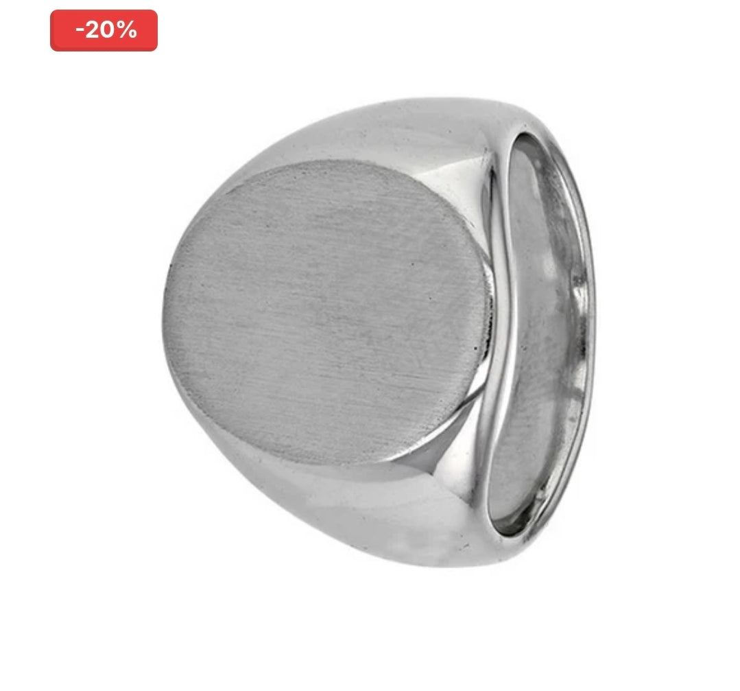 Bague homme acier inoxydable chevalière argenté