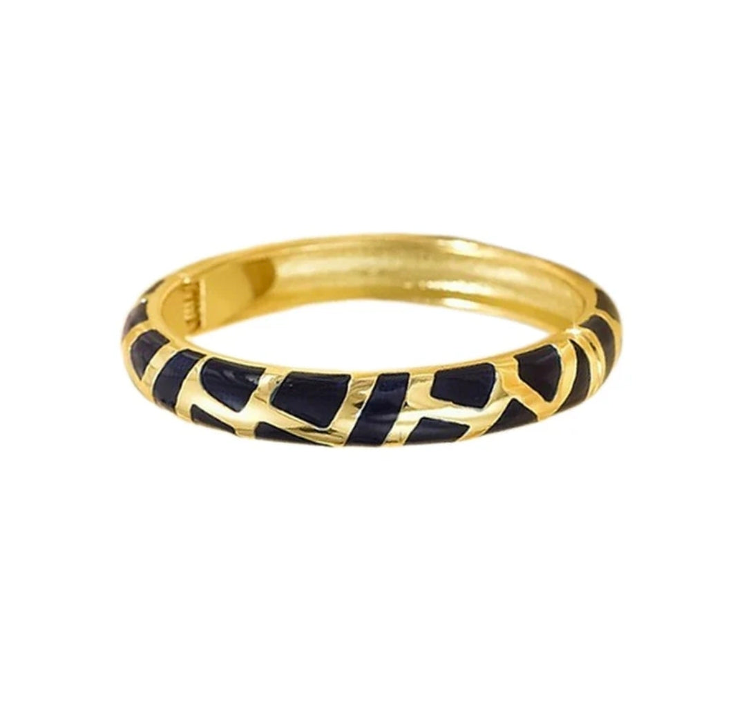 Bracelet femme jonc émail doré or et noir bleuté