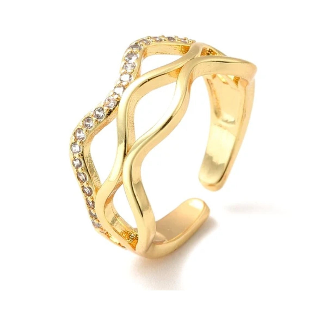 Bague femme réglable vagues