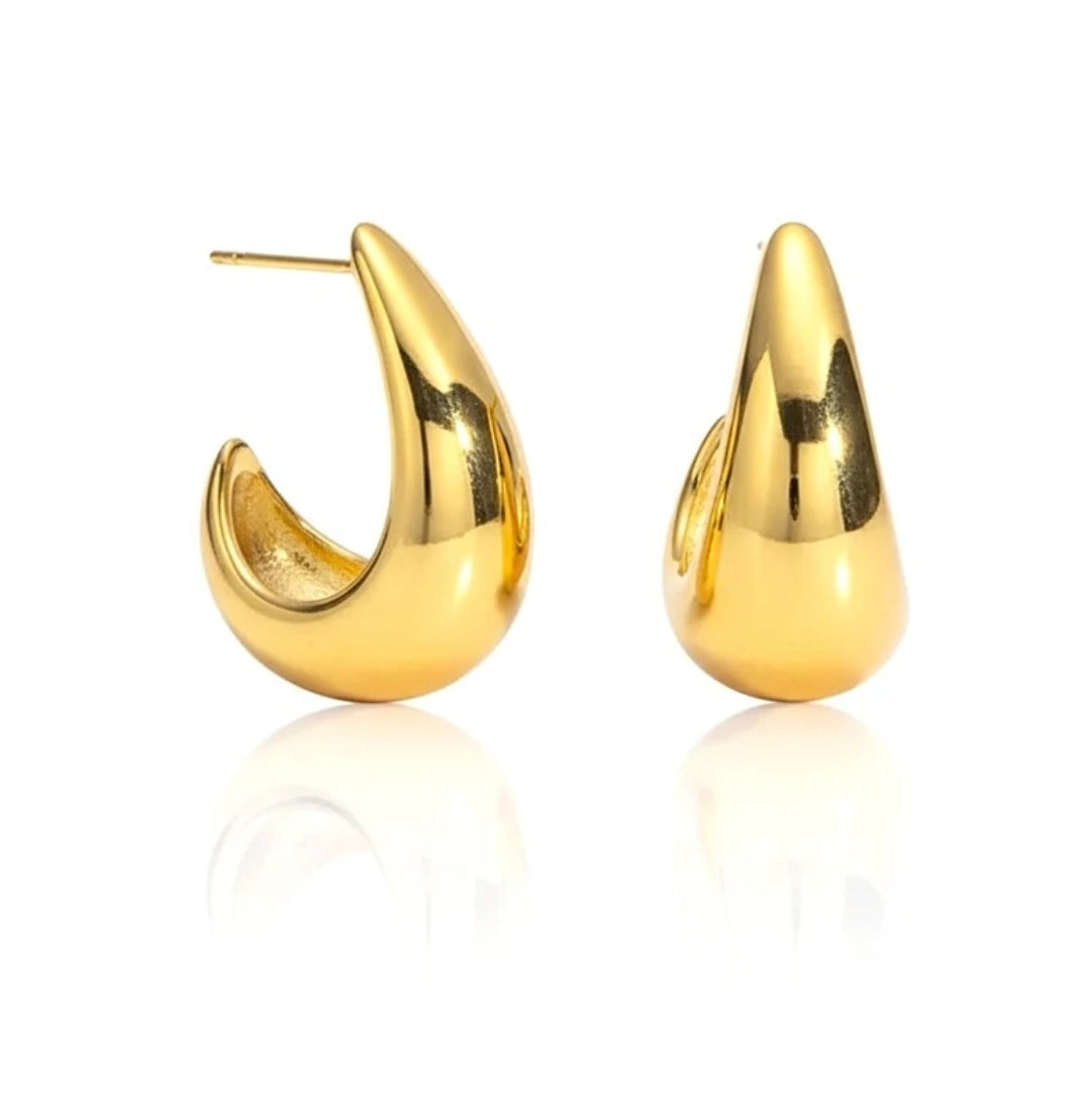 Boucles d'oreilles femme en acier inoxydable doré en forme de goutte