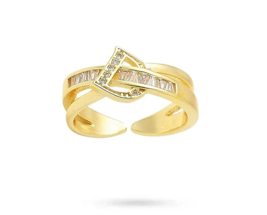 Bague femme réglable lettre D sertis de zirconiums