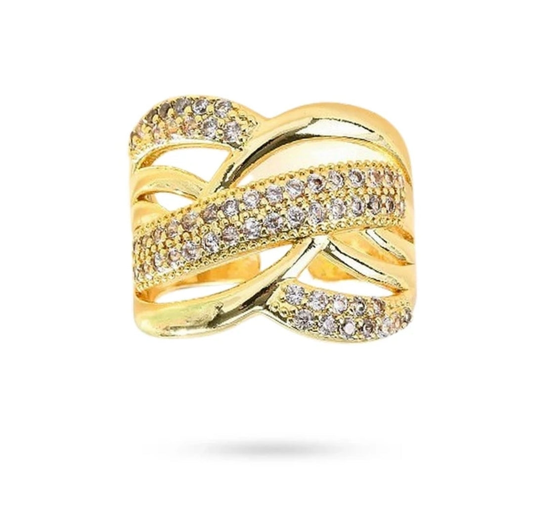 Bague femme réglable avec zirconiums sertis