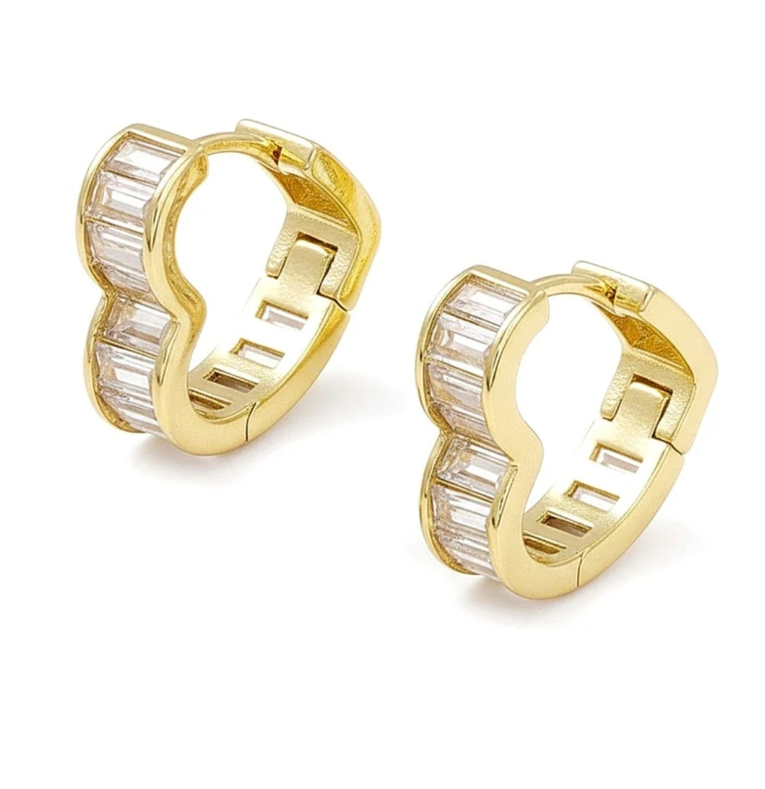 Boucles d'oreilles femme Créoles en forme de cœur dorées à l'or fin