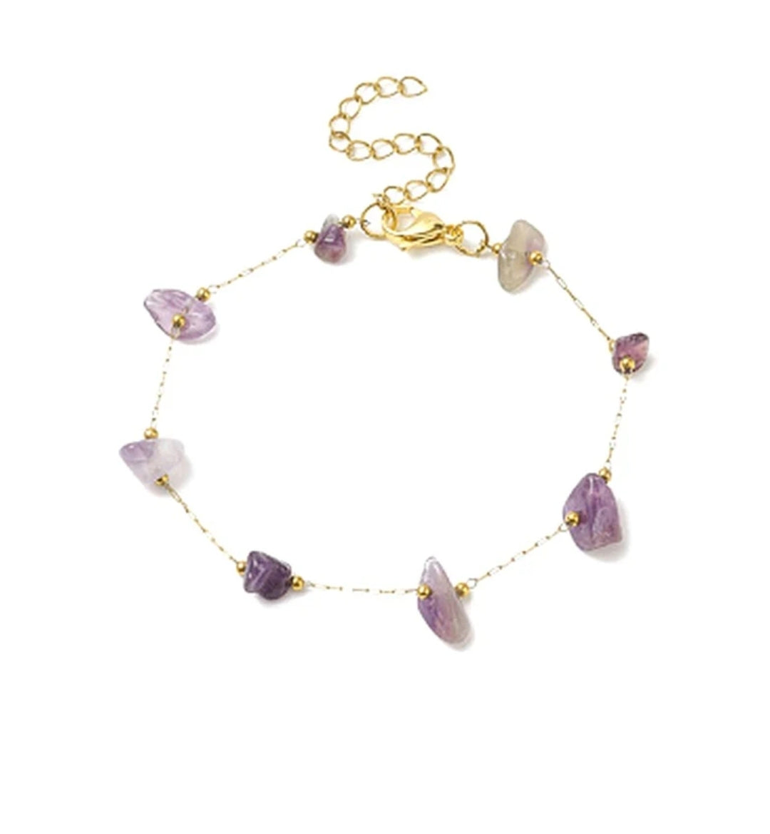 Bracelet pour homme ou femme - acier inoxydable pierres naturelles améthyste