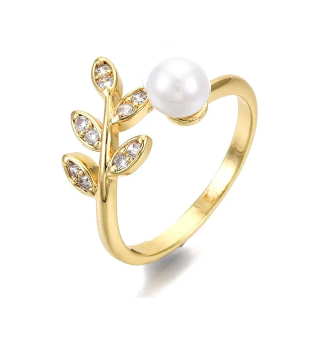 Bague femme réglable épis avec perle