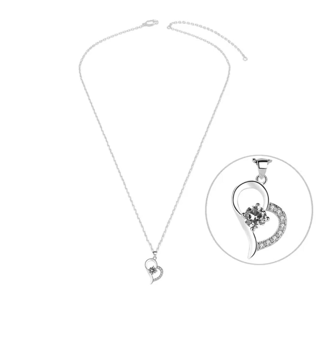 Collier femme argent 925 cœur sertis oxyde blanc