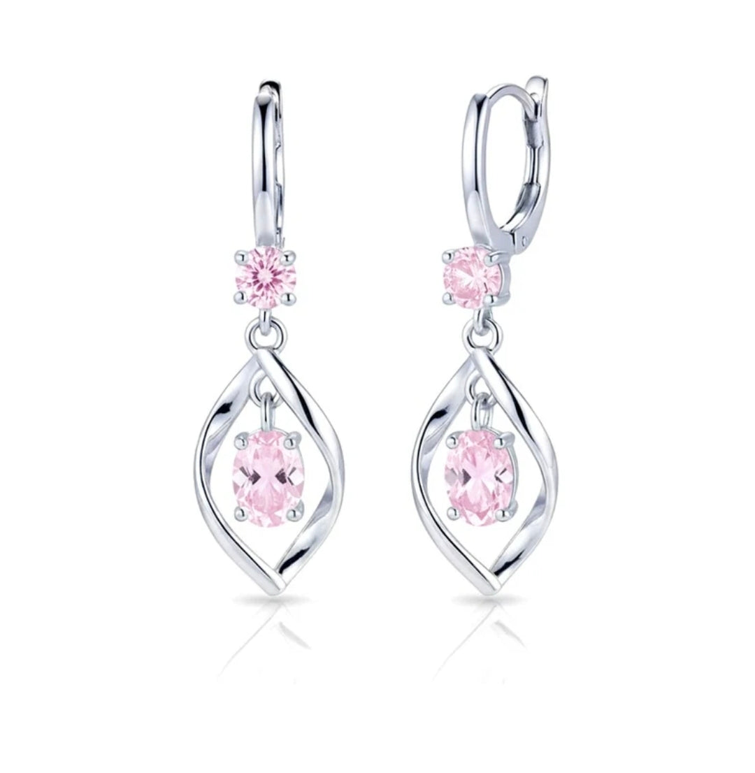 Boucles d'oreilles femme argent 925 tombantes sertis Gabriela