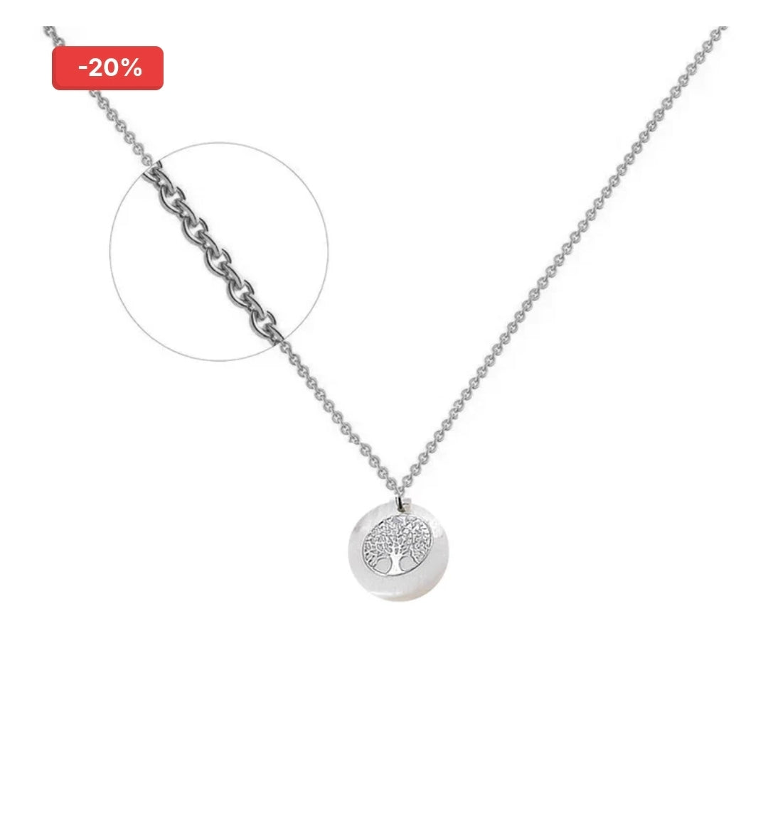 Collier acier inoxydable arbre de vie coquille de nacre