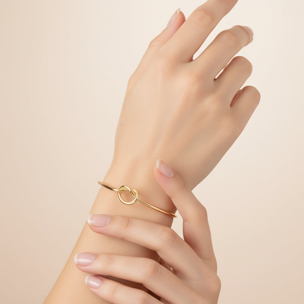 Bracelet pour femme - jonc manchette nœud