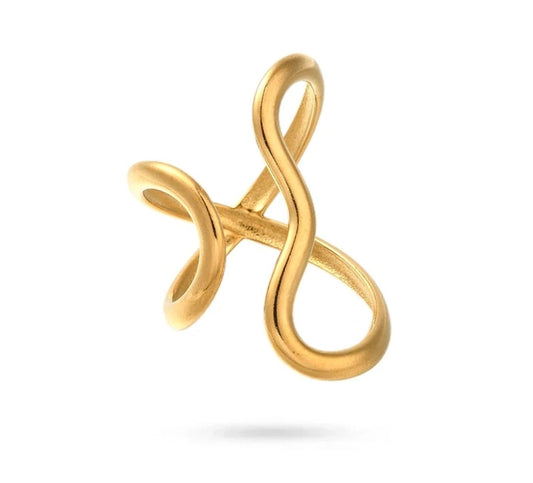 Bague femme acier inoxydable doré ouverte