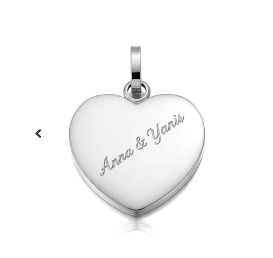 Pendentif acier à personnaliser cœur argenté