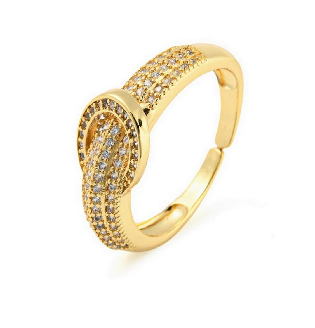 Bague femme réglable diamants CZ sertis
