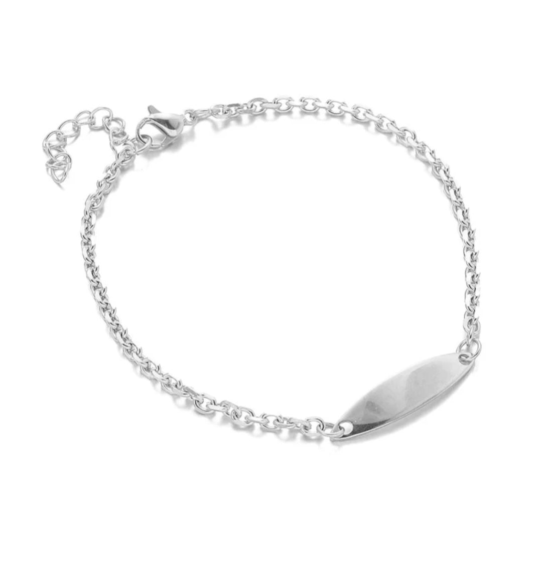 Bracelet gourmette acier inoxydable plaque à graver