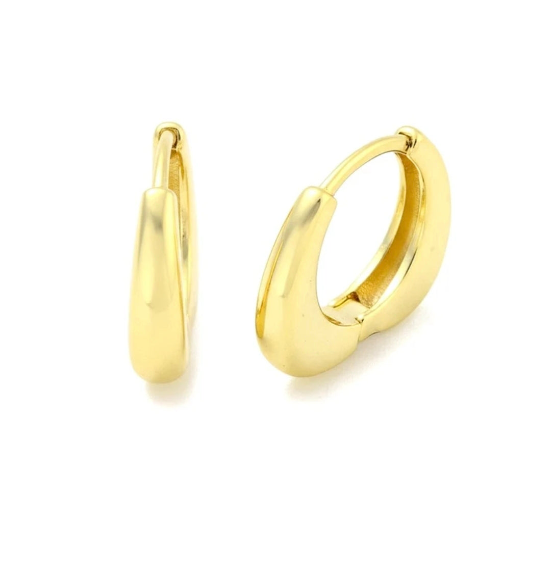Boucles d'oreilles femme Créoles dorées à l'or fin 14 * 3 mm
