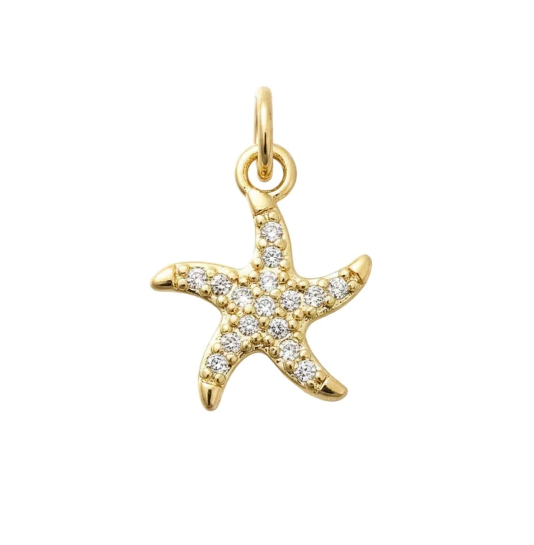 Pendentif breloque étoile de mer zirconiums sertis