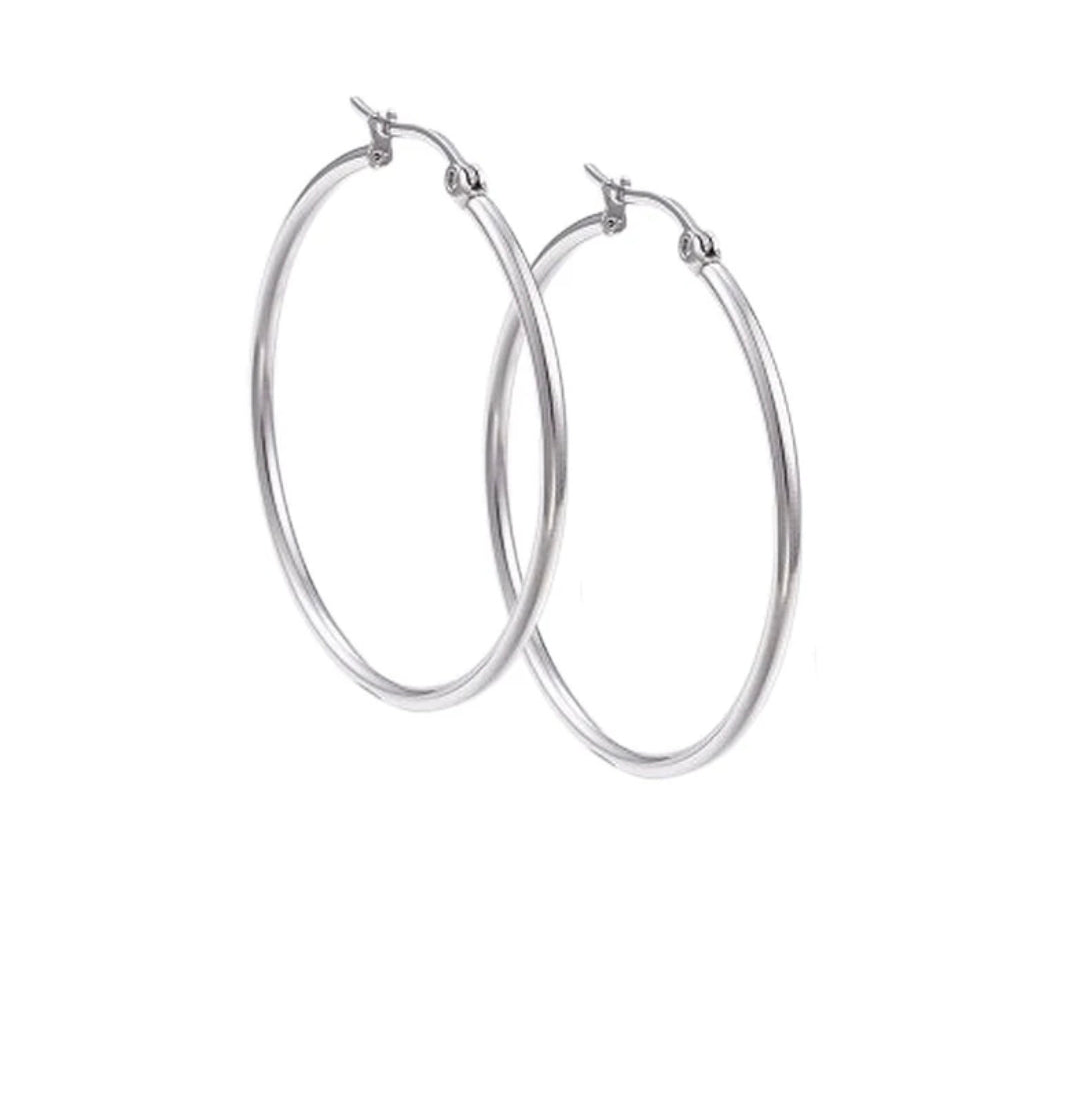 Boucles d'oreilles femme acier inoxydable Créoles argentées