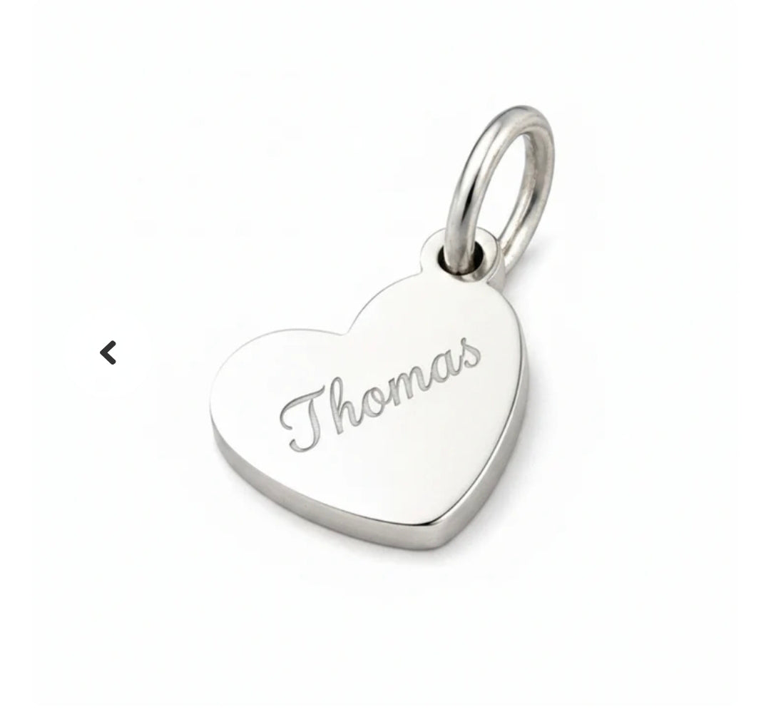 Pendentif acier à personnaliser petit cœur argenté 16*10 mm gravure offerte