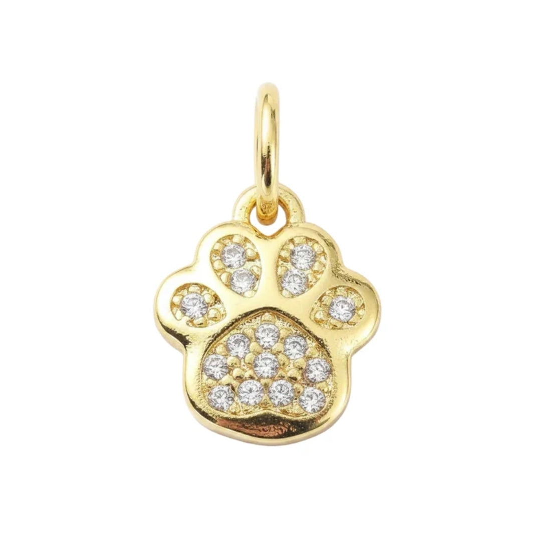 Pendentif breloque empreinte de chat zirconiums sertis