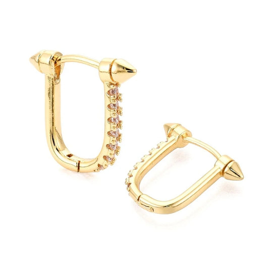 Boucles d'oreilles femme clous dorées à l'or fin avec zirconiums sertis