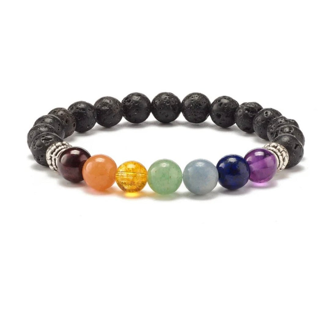 Bracelet pierres naturelles 7 chakras pierre de lave