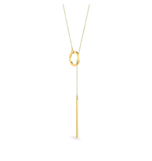 Collier femme acier inoxydable avec pendentif cercle et bâton
