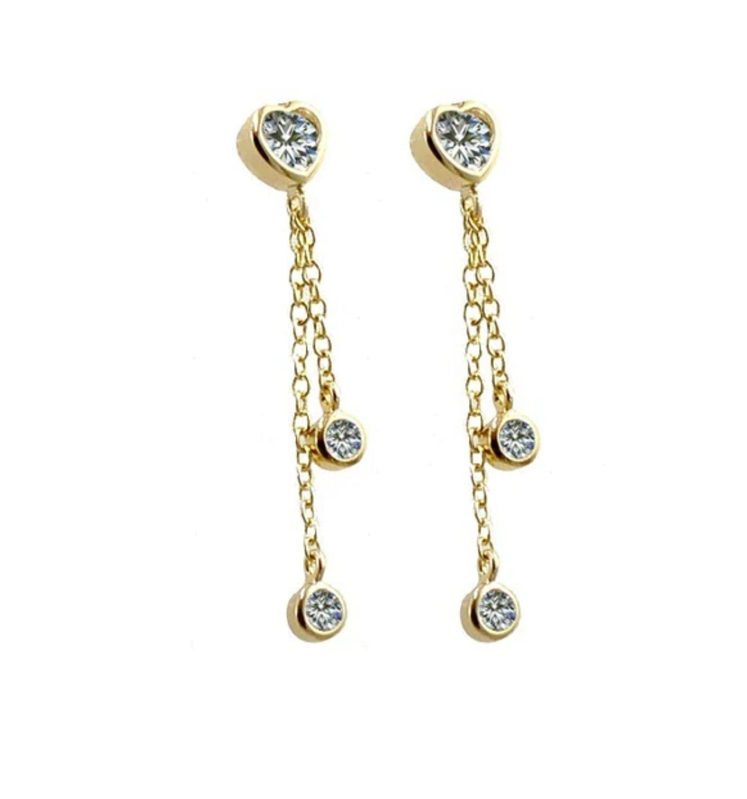 Boucles d'oreilles pour femme - Coeur - Cz tombants