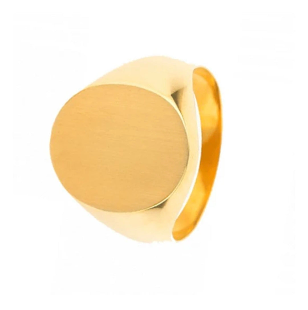 Bague homme acier inoxydable chevalière or