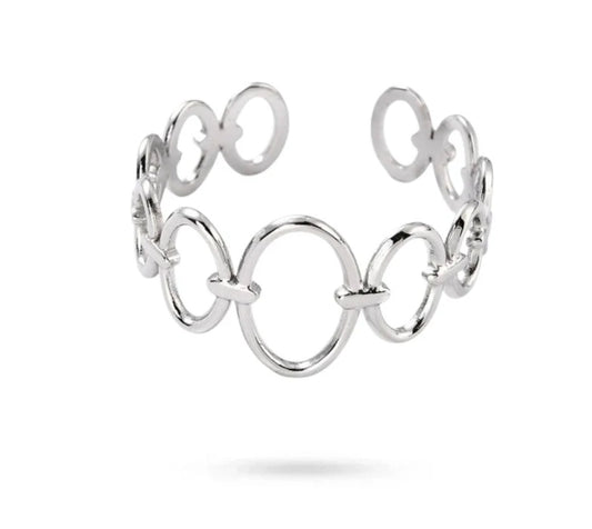 Bague femme acier inoxydable argentée cercles