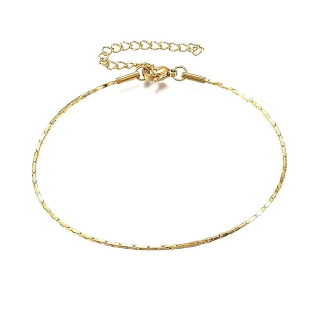Bracelet acier inoxydable fin 1 mm couleur or
