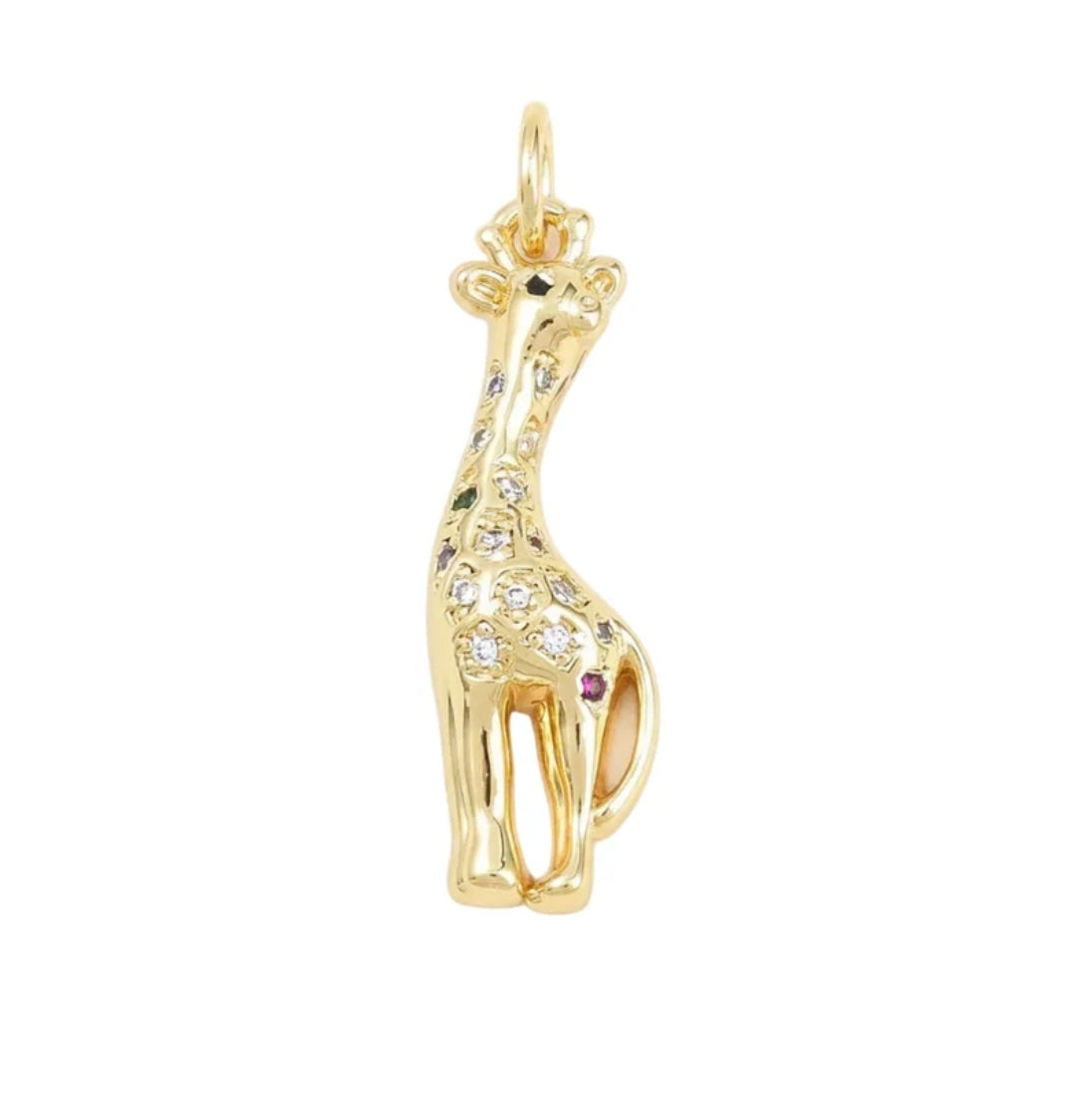Pendentif breloque girafe zirconiums couleurs sertis