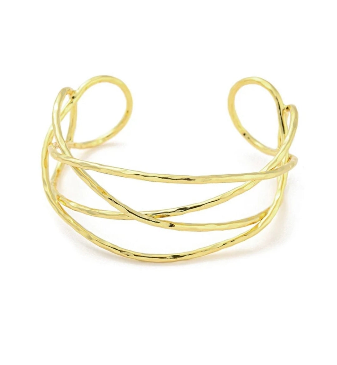 Bracelet femme jonc or entrelacé