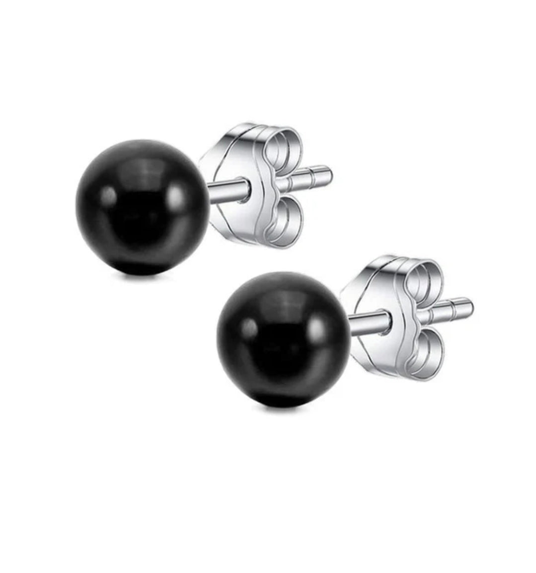 Boucles d'oreilles femme céramique - Puces - Couleur noir