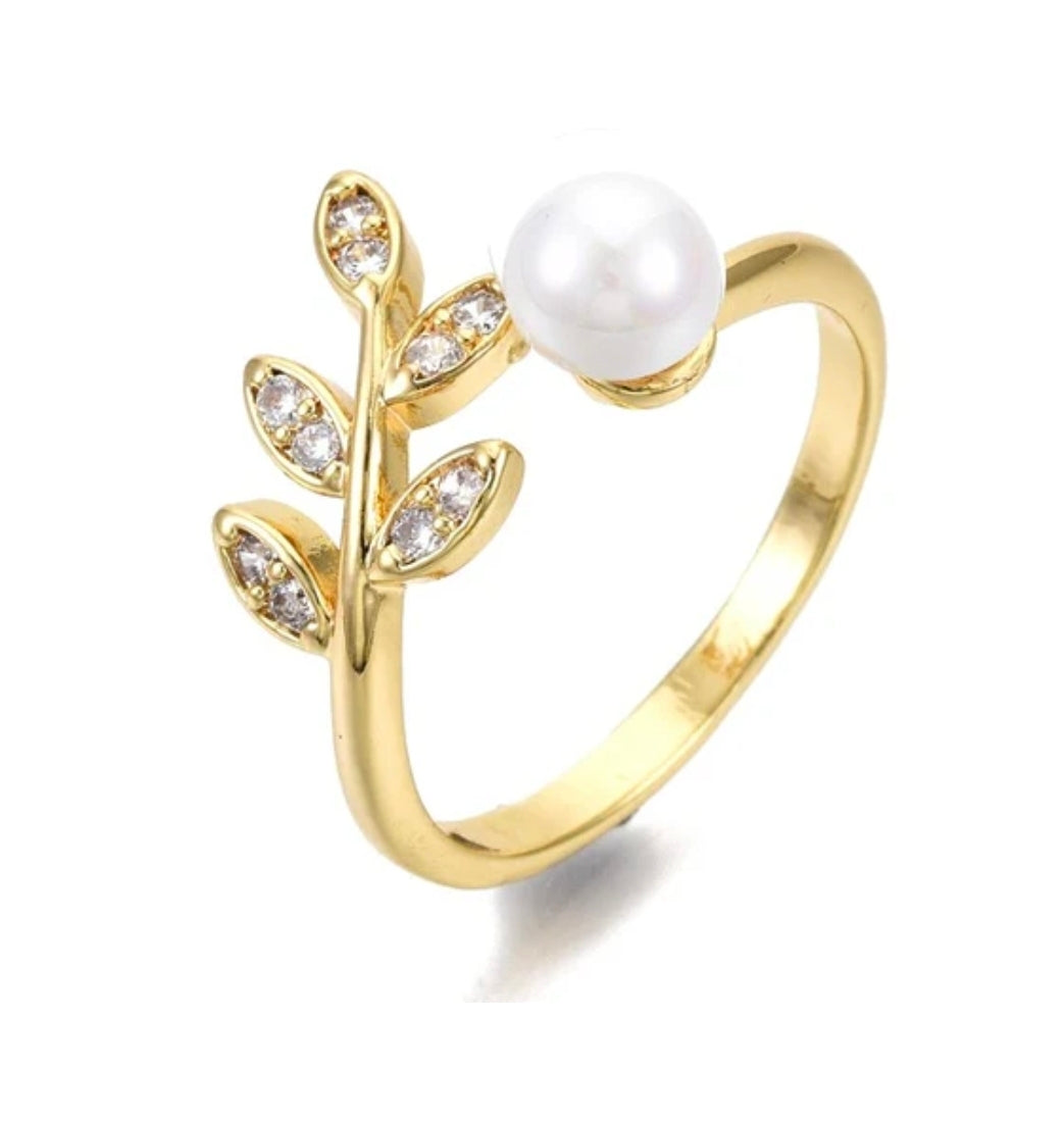 Bague femme réglable épis avec perle
