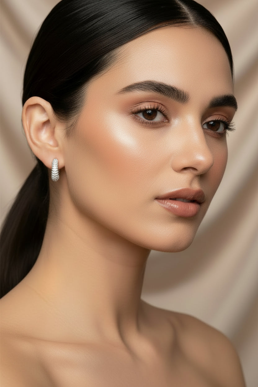 Boucles d'oreilles femme Créoles ovales dorées à l'or fin entourées de zirconiums sertis