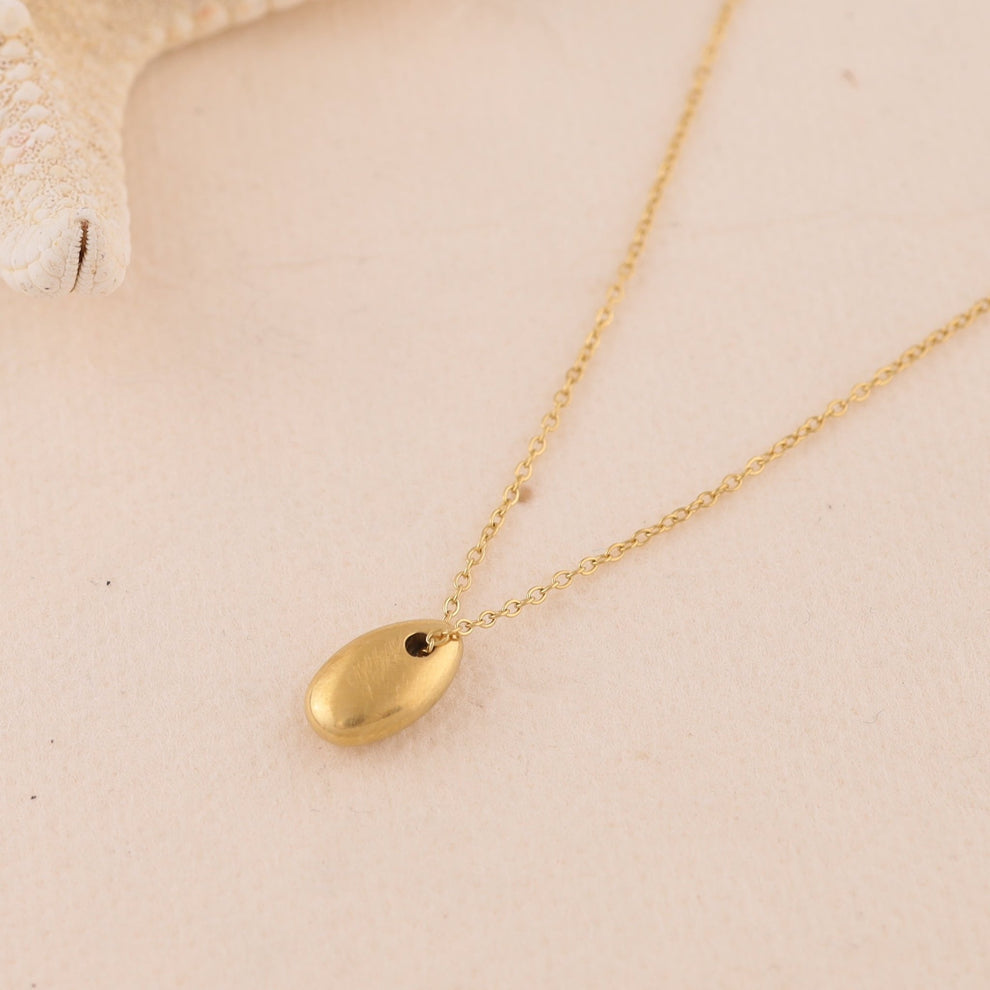 Collier Chaîne Fine Doré Goutte Lisse Brossée