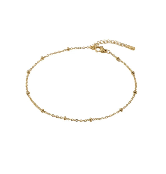 Chaîne de cheville en acier inoxydable perles dorées